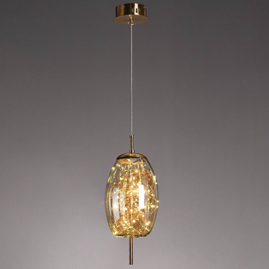 Skandinavisk LED Pendellampe i Glas med Varmt Design – Amber eller Antracitgrå