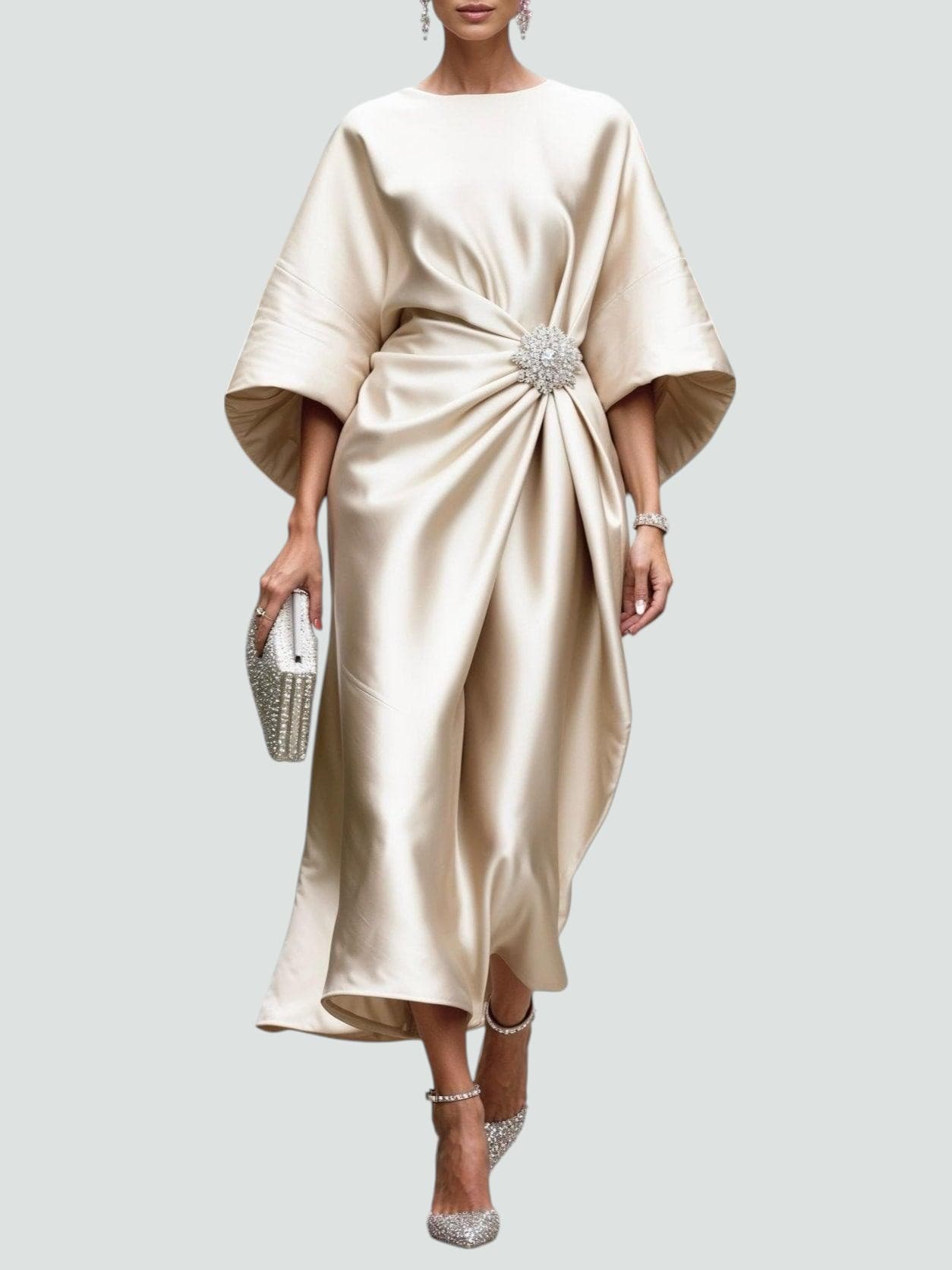 Elegant satin dress for parties and special occasions – Long dress for women