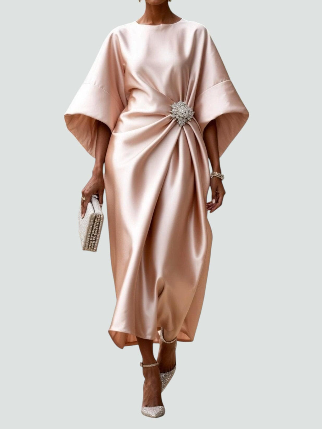 Elegant satin dress for parties and special occasions – Long dress for women