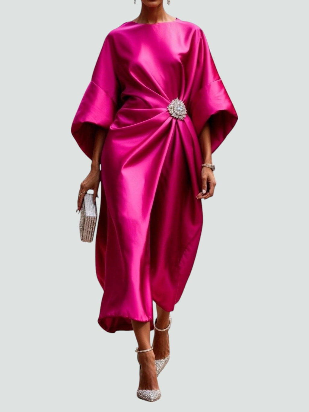 Elegant satin dress for parties and special occasions – Long dress for women