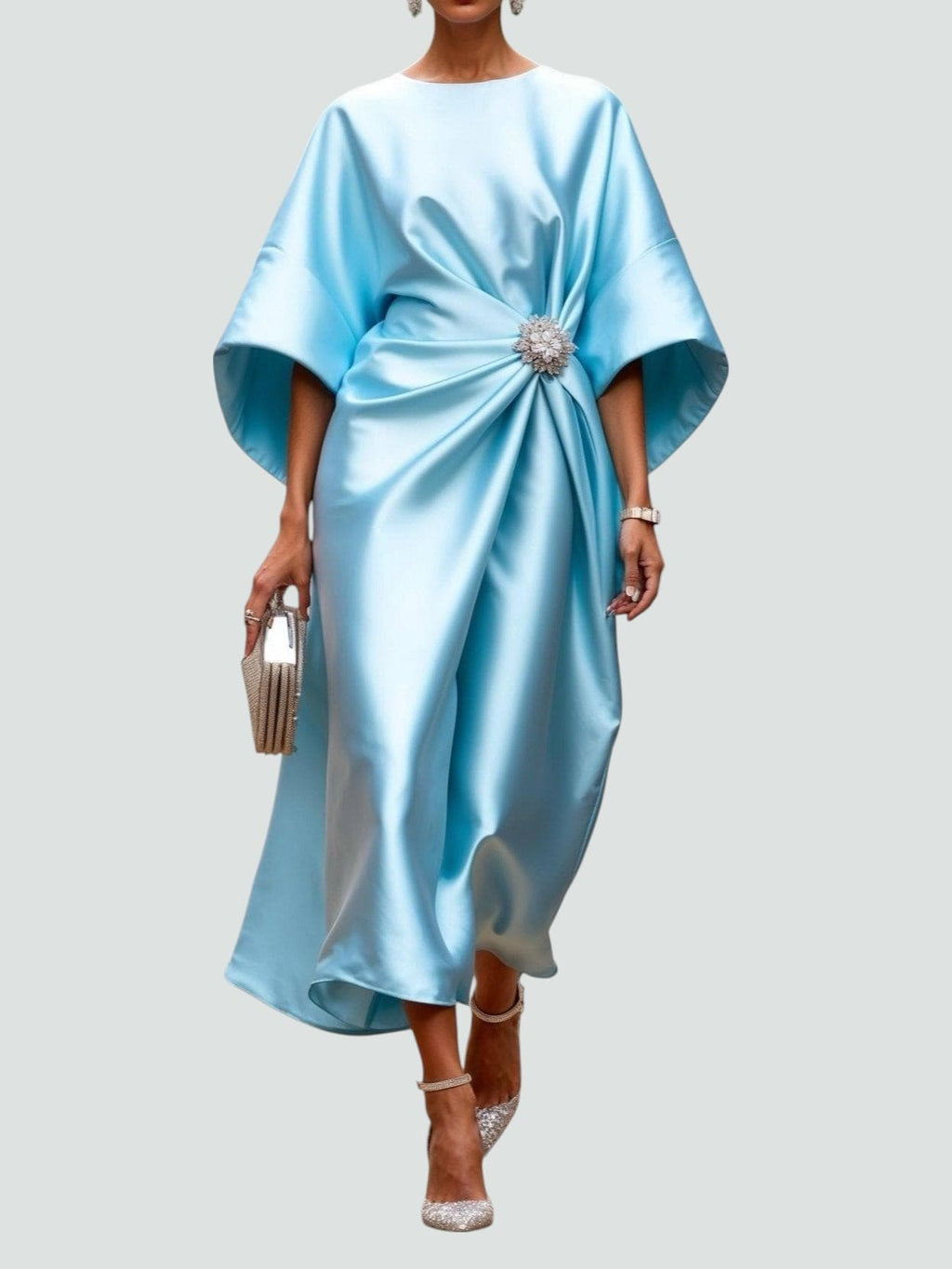 Elegant satin dress for parties and special occasions – Long dress for women