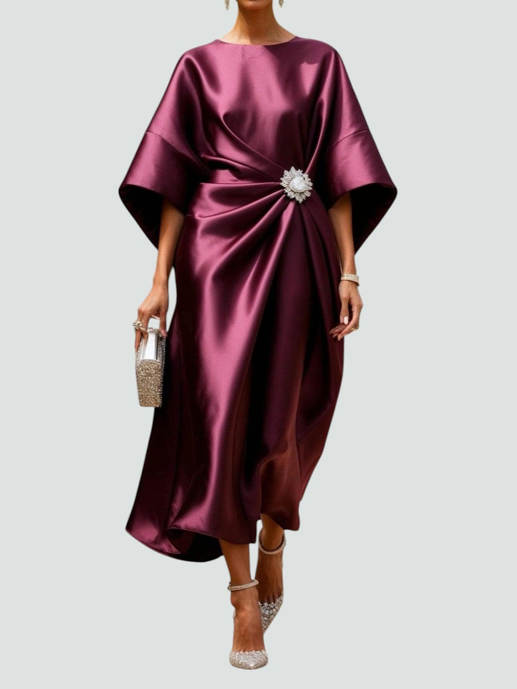 Elegant satin dress for parties and special occasions – Long dress for women