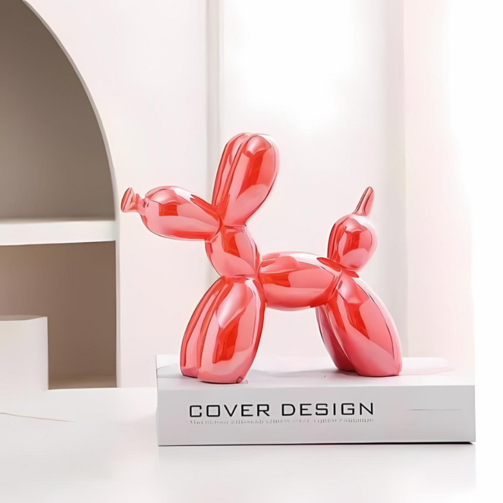 Decorative figure shaped like a balloon dog in ceramic