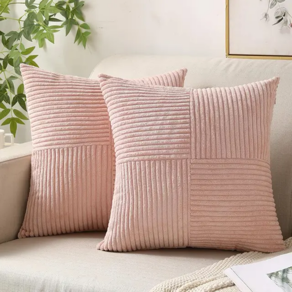 Comfortable home textiles for living room and sofa – Square decorative pillow with ribbed texture