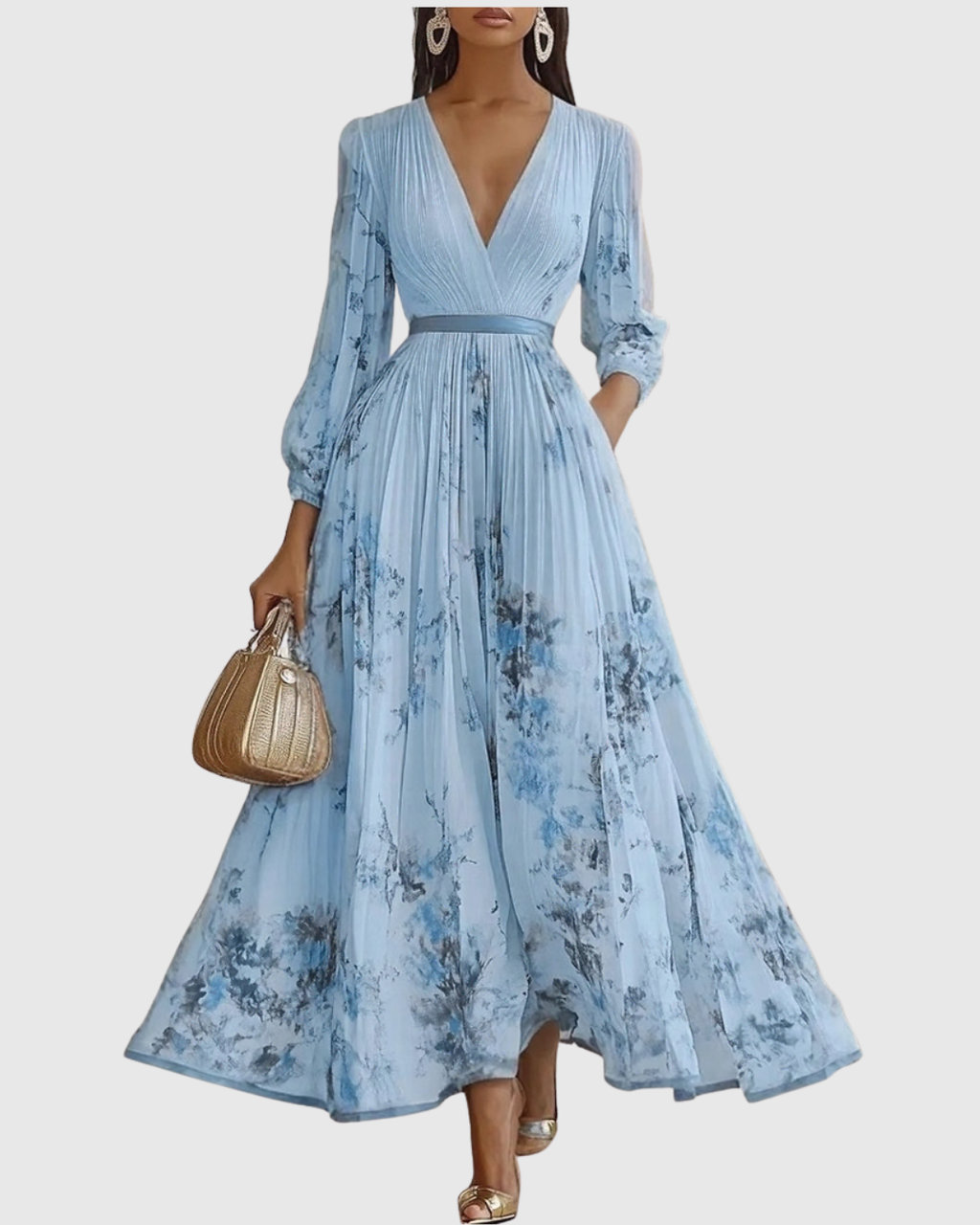 Elegant maxi dress for parties and special occasions – Pleated dress for women