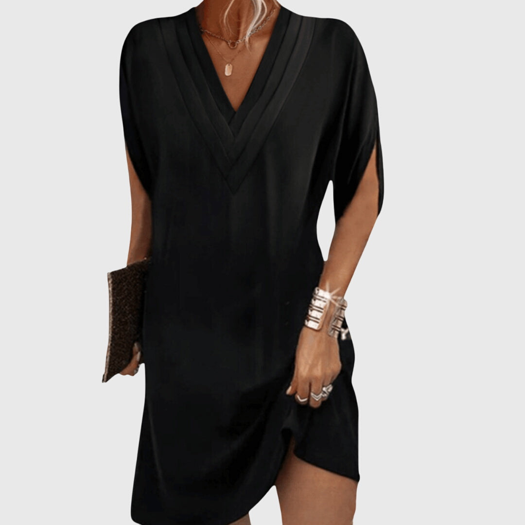 Loose midi dress for everyday wear and vacation – V-neck dress for women