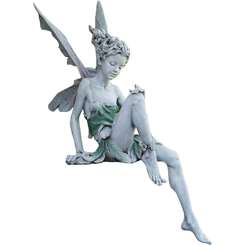 Decorative Garden Accent for Outdoor Spaces – Resin Sitting Fairy Figurine