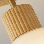 Moderne Japandi Loftlampe i Valnød og Træ med Glasskærm