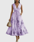 Elegant maxi dress for parties and special occasions – Pleated dress for women