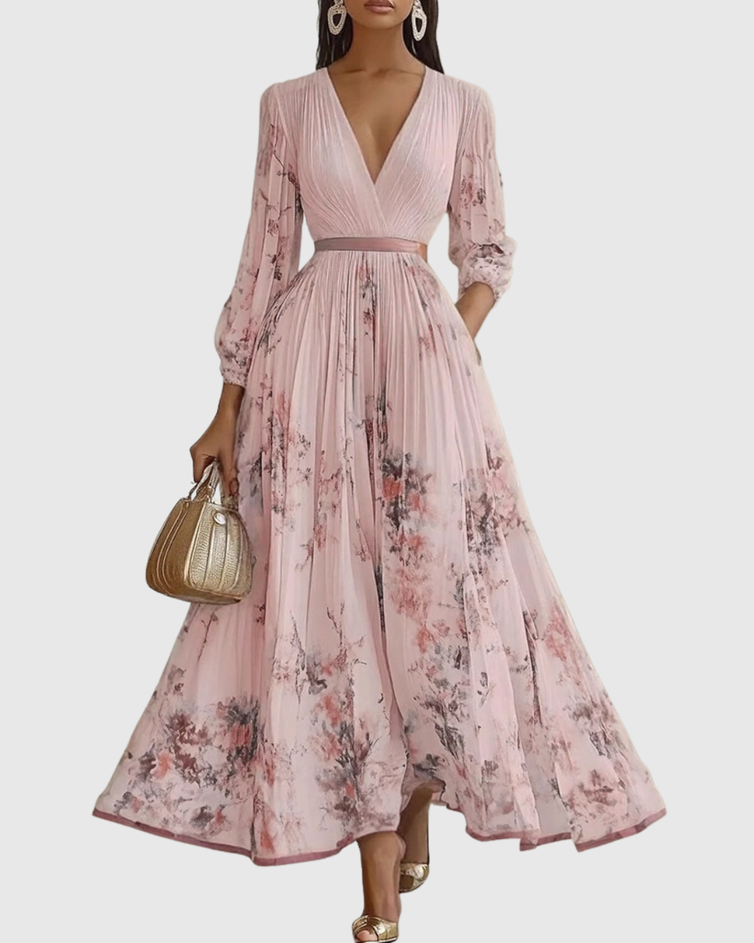 Elegant maxi dress for parties and special occasions – Pleated dress for women