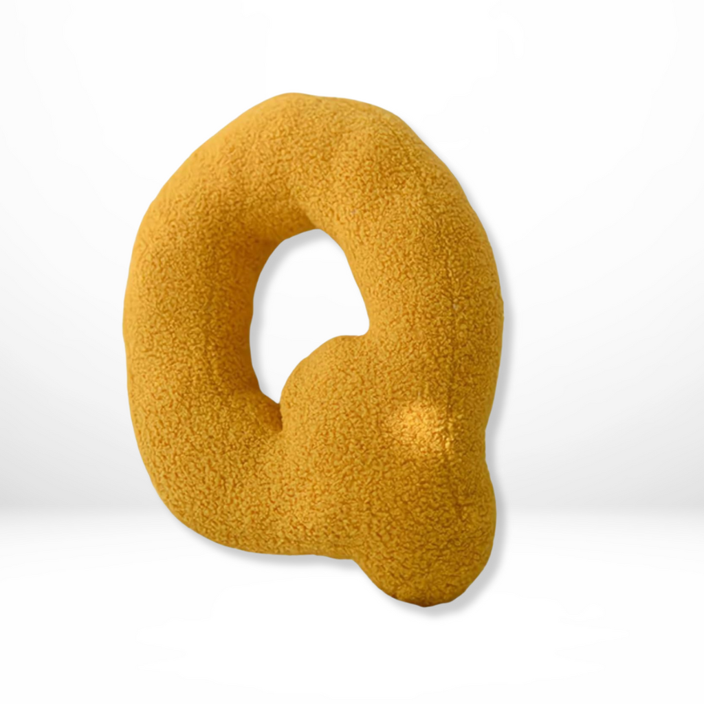 Velvet decorative pillow shaped like letter A–Z