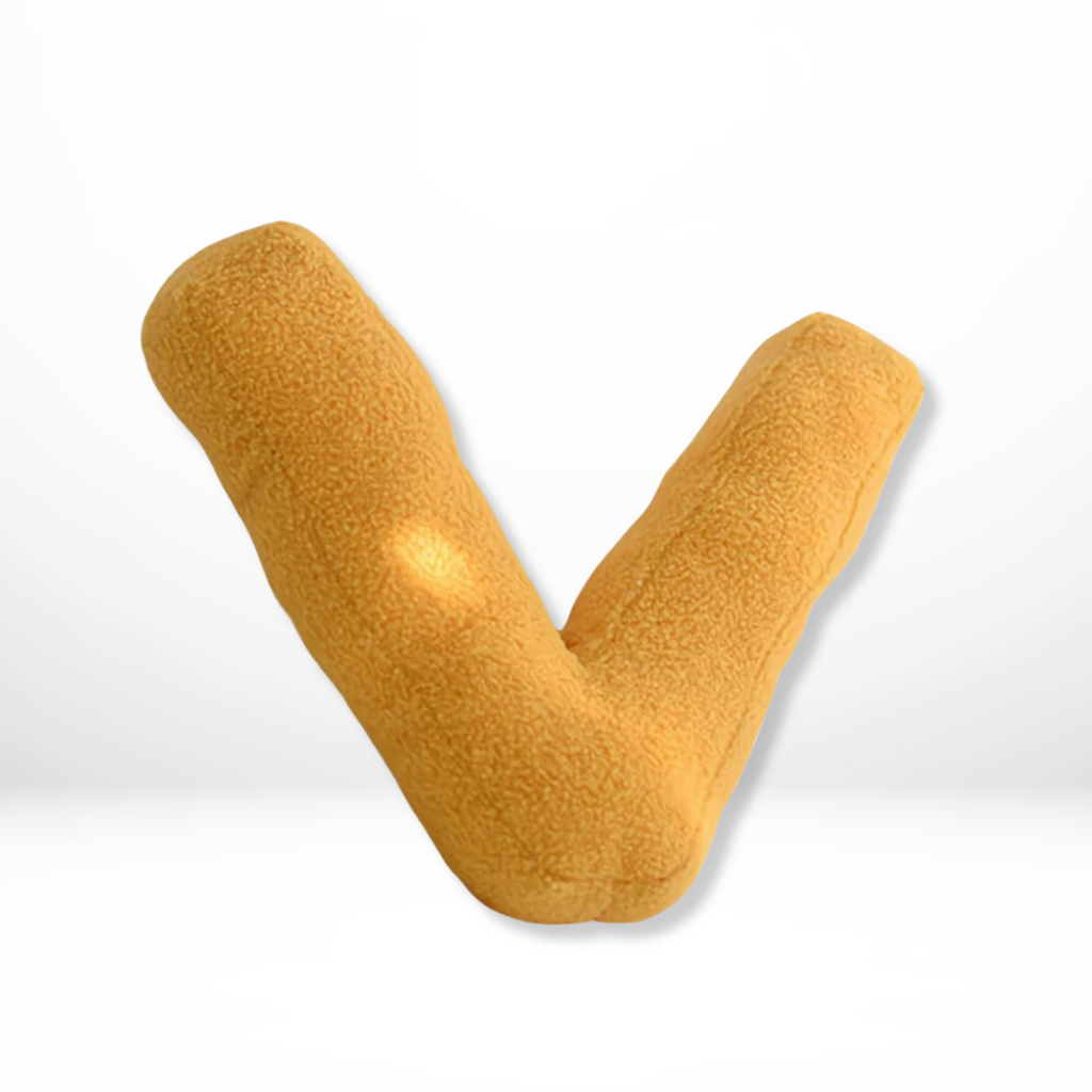 Velvet decorative pillow shaped like letter A–Z