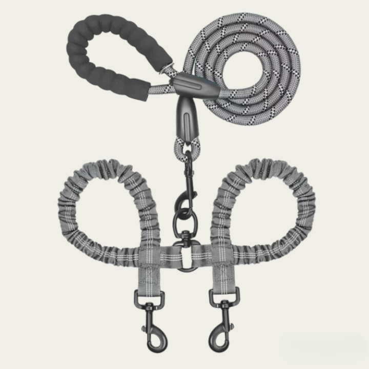 Tangle-Free Dog Walking for Two Pets – Double Dog Leash with 360° Swivel
