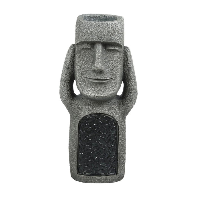 Decorative Planter with Solar Lighting for Garden Spaces – Abstract Face Planter with LED Light
