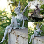 Decorative Garden Accent for Outdoor Spaces – Resin Sitting Fairy Figurine