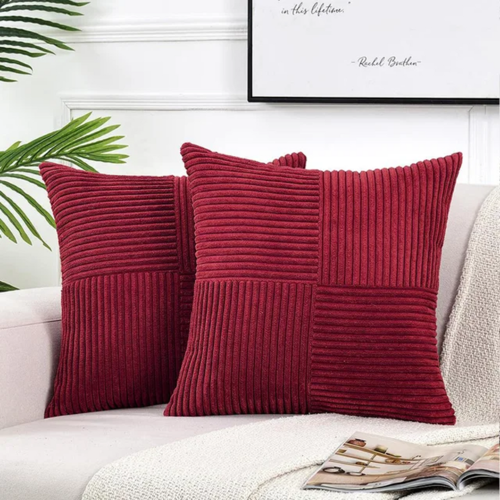 Comfortable home textiles for living room and sofa – Square decorative pillow with ribbed texture