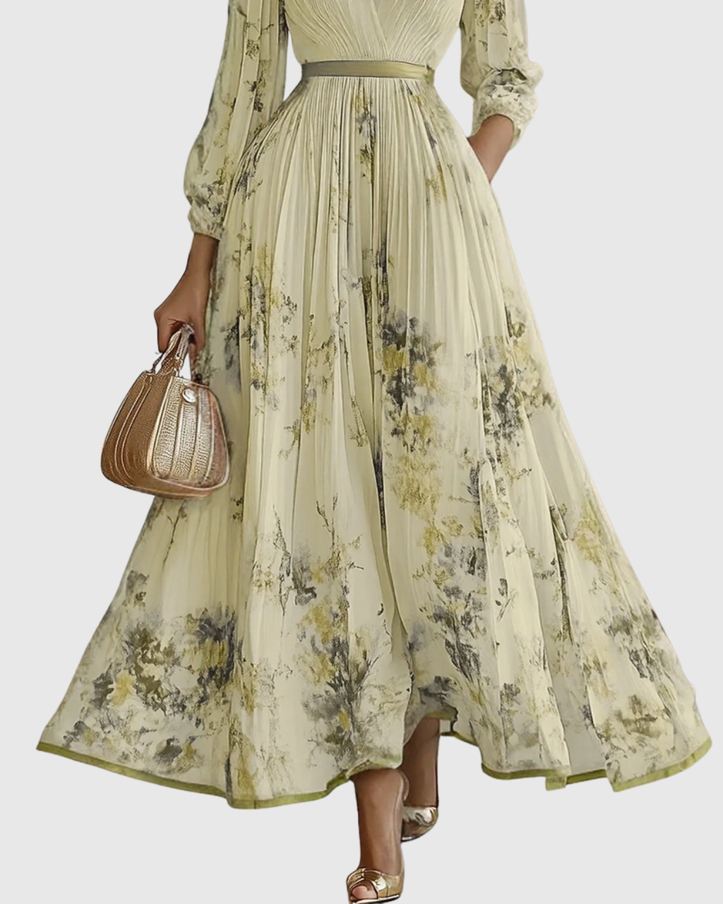 Elegant maxi dress for parties and special occasions – Pleated dress for women