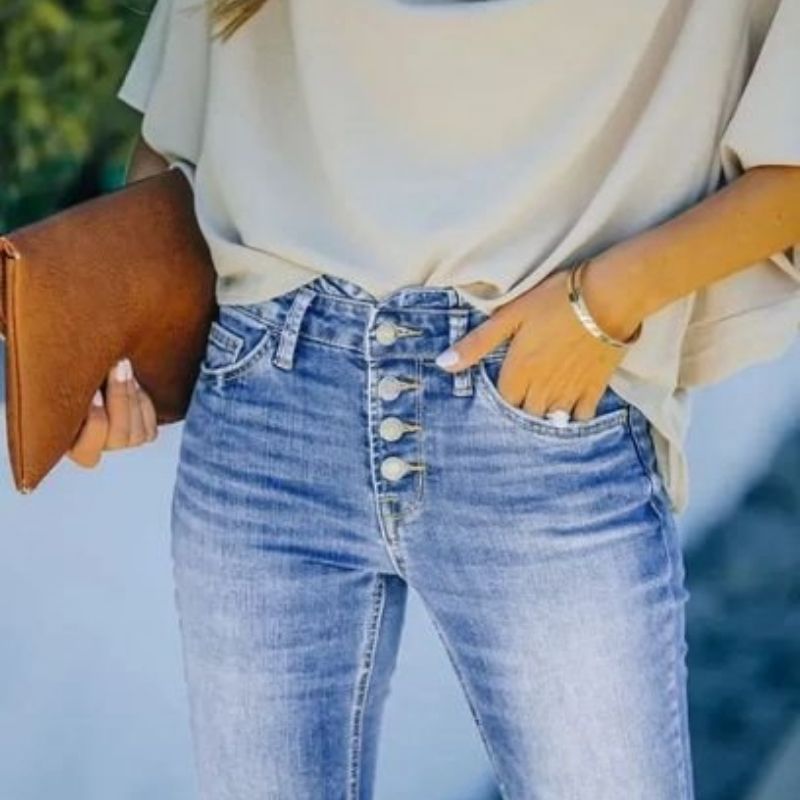 Comfortable high-waisted jeans for everyday use – Loose jeans for women