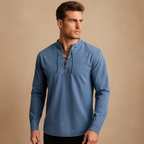 V-neck shirt for everyday use – Button-up shirt for men
