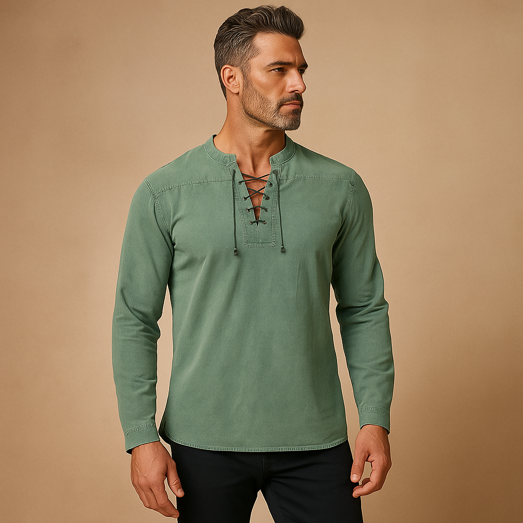 V-neck shirt for everyday use – Button-up shirt for men