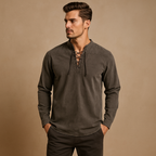 V-neck shirt for everyday use – Button-up shirt for men