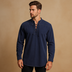 V-neck shirt for everyday use – Button-up shirt for men