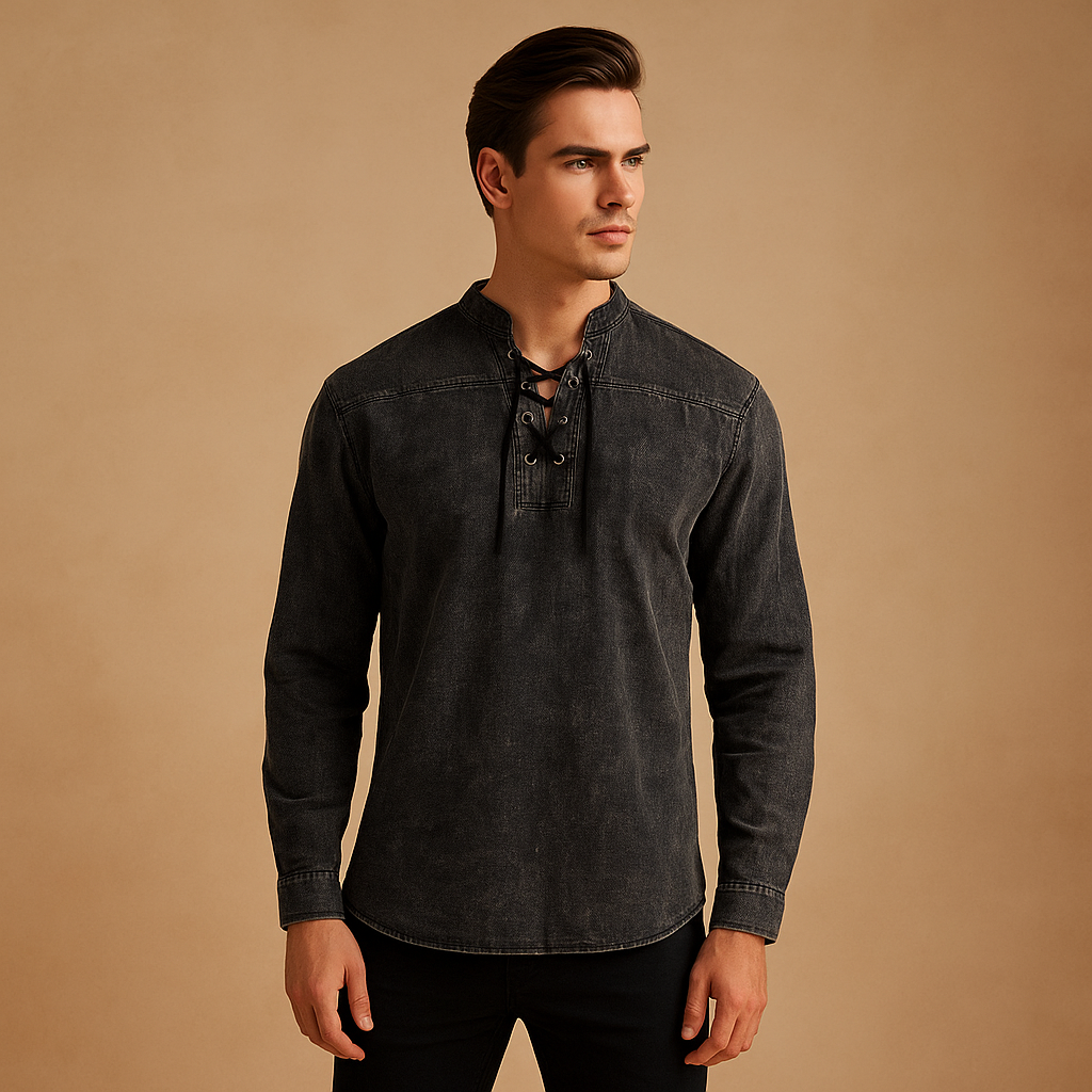 V-neck shirt for everyday use – Button-up shirt for men