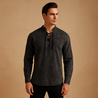 V-neck shirt for everyday use – Button-up shirt for men