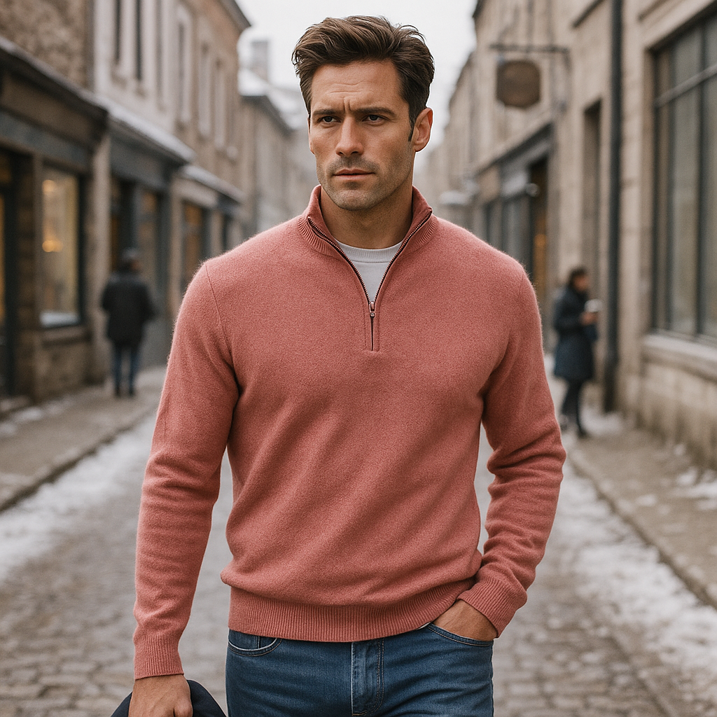 Warm zip-up sweater for cold days – Long-sleeved sweater for men