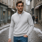 Warm zip-up sweater for cold days – Long-sleeved sweater for men