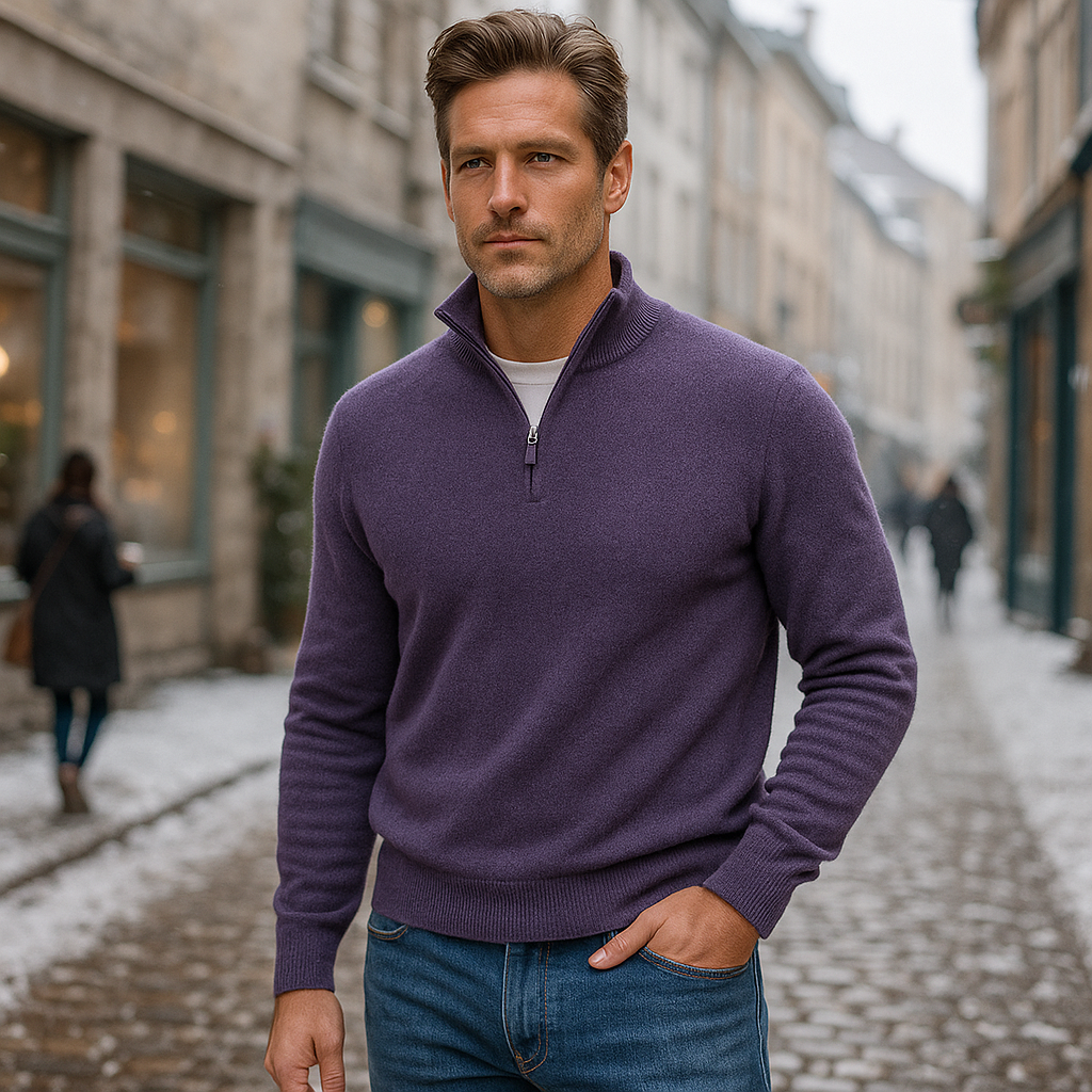 Warm zip-up sweater for cold days – Long-sleeved sweater for men