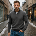 Warm zip-up sweater for cold days – Long-sleeved sweater for men