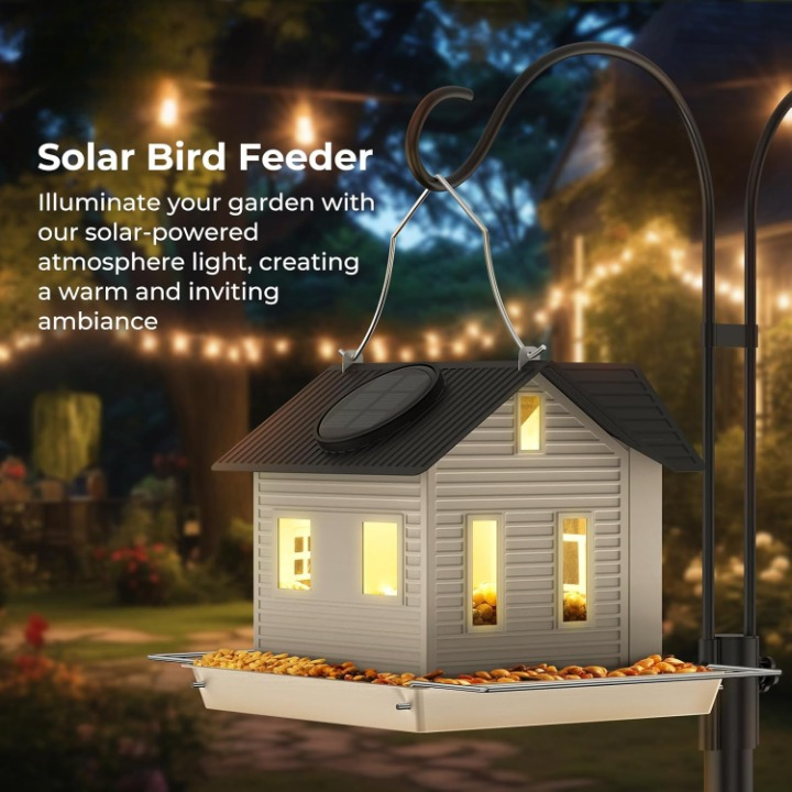 Decorative Garden Lighting for Outdoor Spaces – Solar Birdhouse with LED Window Light