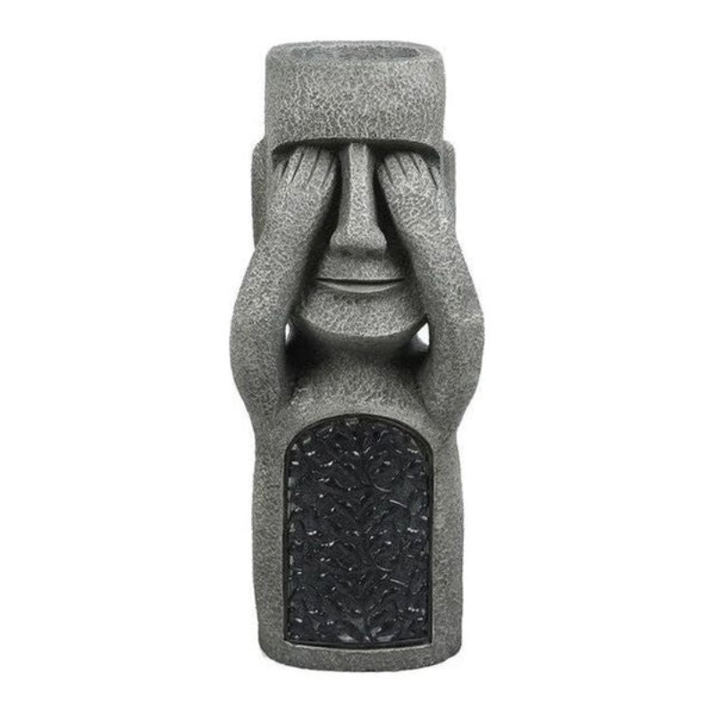 Decorative Planter with Solar Lighting for Garden Spaces – Abstract Face Planter with LED Light