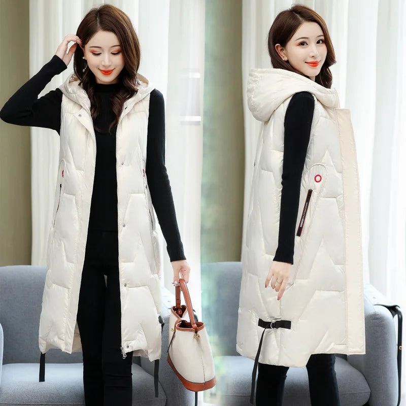 Long bodywarmer for transitional weather – Light vest for women