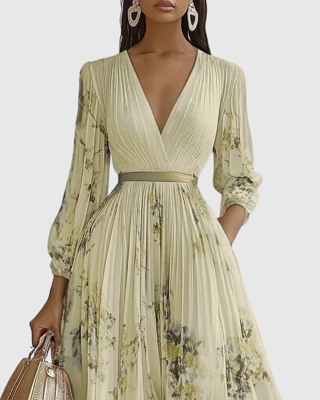 Elegant maxi dress for parties and special occasions – Pleated dress for women