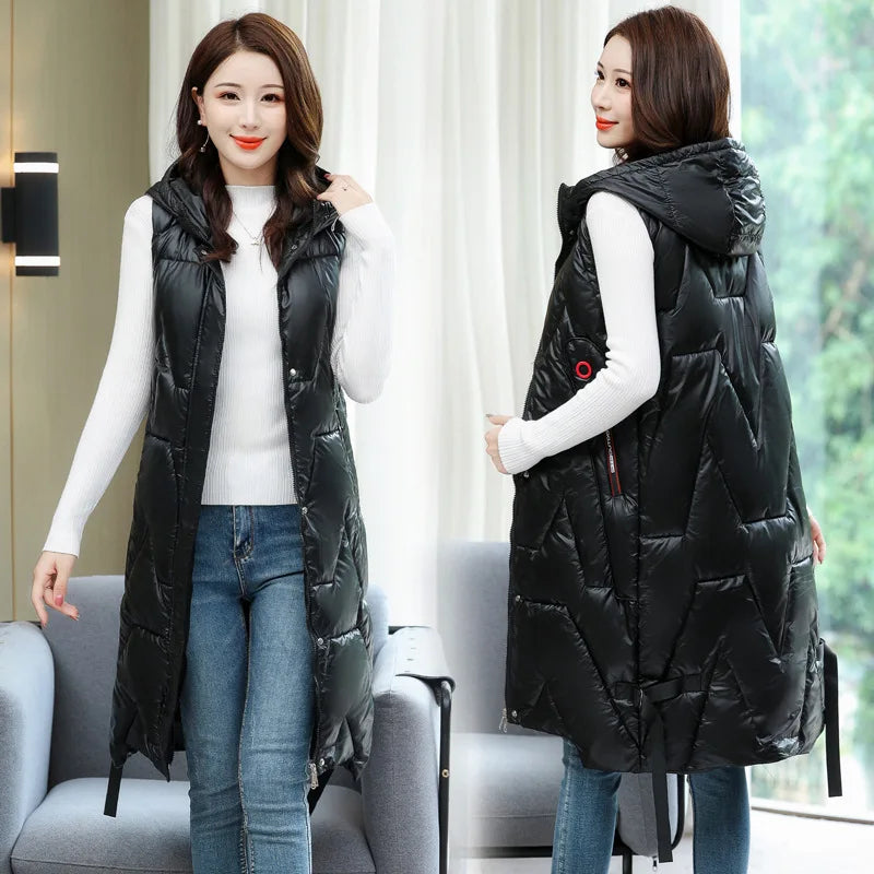 Long bodywarmer for transitional weather – Light vest for women
