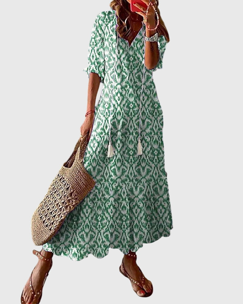 Boho sommerkjole til ferie og varme dage – Vintage kjole til kvinder