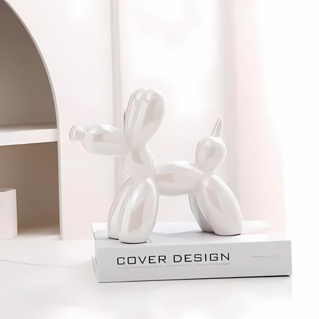 Decorative figure shaped like a balloon dog in ceramic