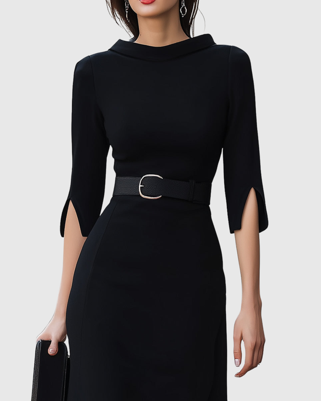 Classic black midi dress for work and parties – Dress for women