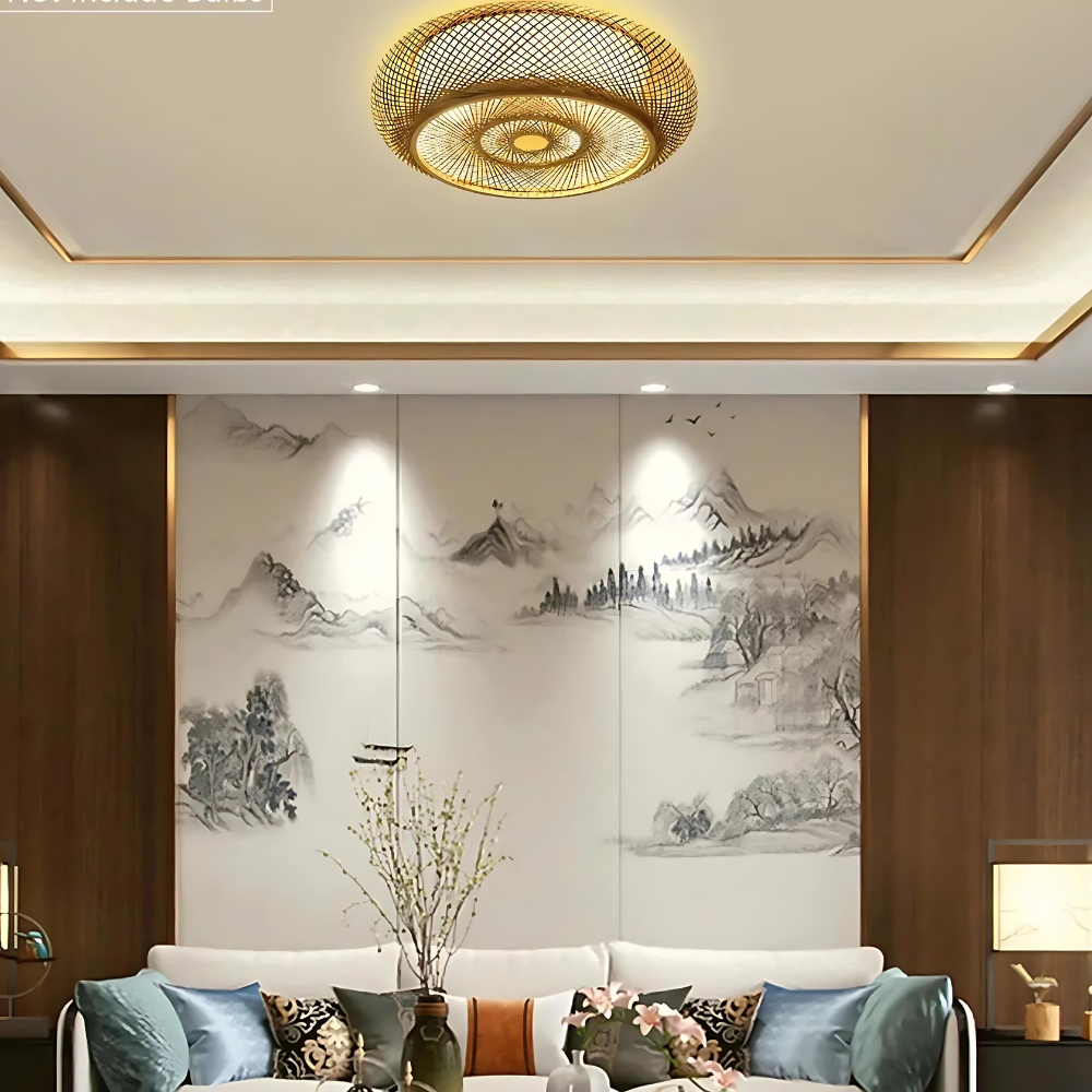 Indendørs Plafondlampe med Bambusstruktur