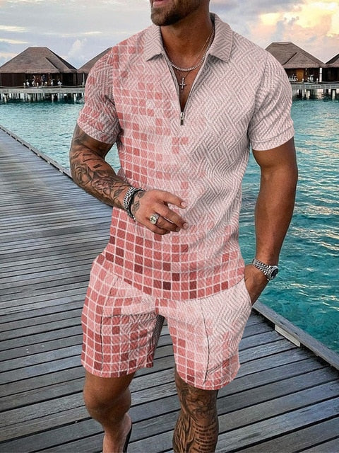 Light set for summer and leisure – Polo and shorts set for men