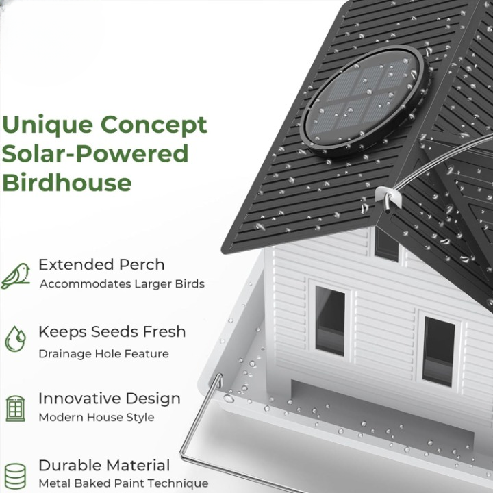Decorative Garden Lighting for Outdoor Spaces – Solar Birdhouse with LED Window Light