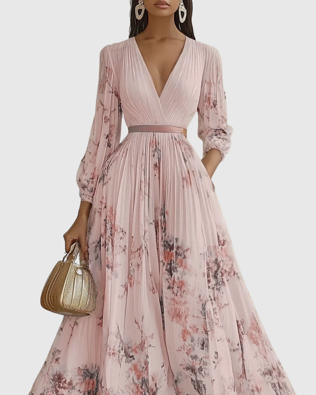 Elegant maxi dress for parties and special occasions – Pleated dress for women