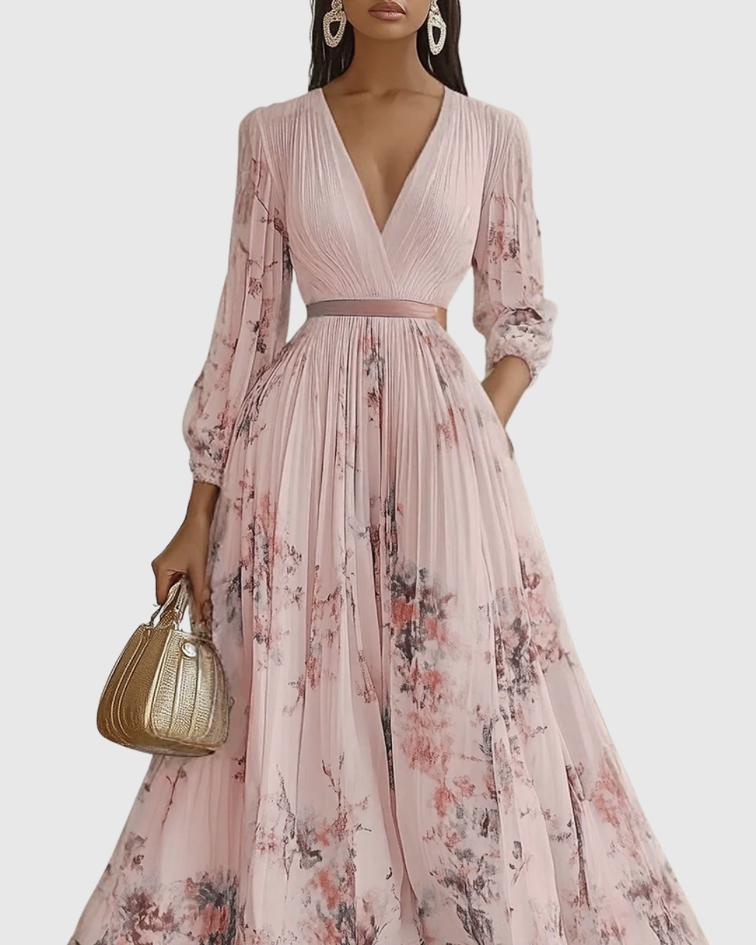 Elegant maxi dress for parties and special occasions – Pleated dress for women