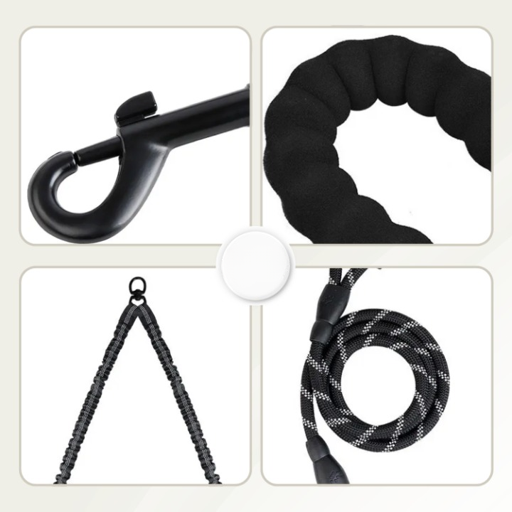 Tangle-Free Dog Walking for Two Pets – Double Dog Leash with 360° Swivel