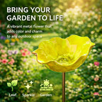 Decorative Bird Bath for Garden Spaces – Metal Flower Stake with Bird Bath