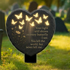 Memorial Garden Decoration with Warm Lighting – Acrylic Butterfly Heart Plaque with LED Light