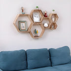 Væghylder i sekskantet design sæt med 5