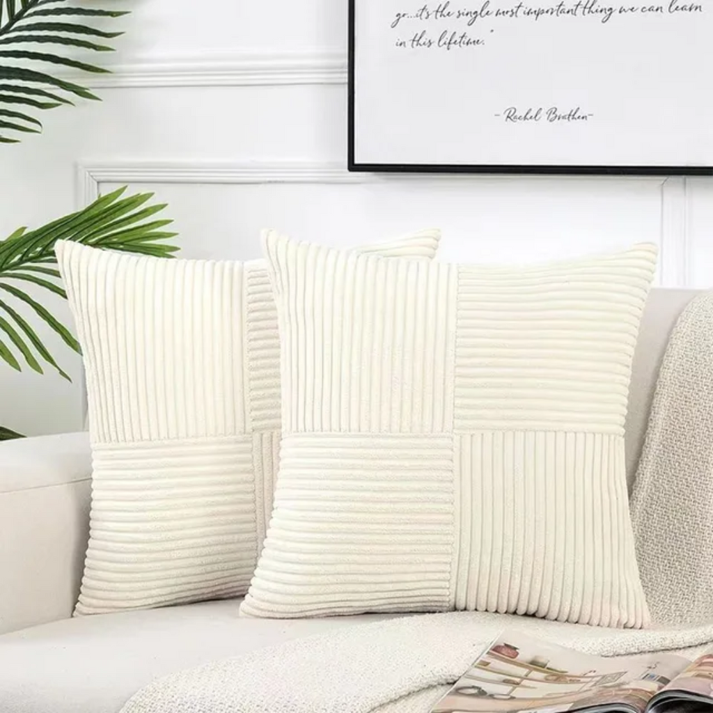Comfortable home textiles for living room and sofa – Square decorative pillow with ribbed texture